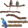 5PCS Perchas de Pájaros, Perca de Pájaro de Madera Natural, Soporte para Plataforma de Pájaros Pequeños, Juguetes para Periquitos, Accesorio para Jaulas de Pájaros para Cacatúas Agapornis