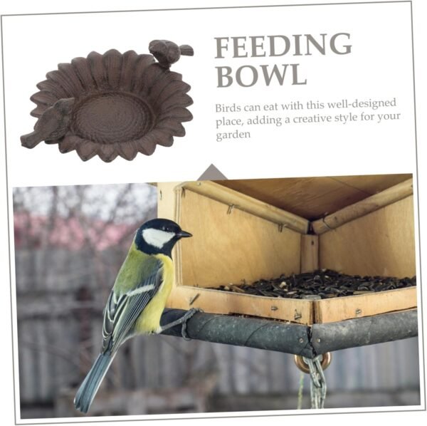 YARNOW Comedero para Pájaros De Metal con Diseño De Girasol y Doble Pájaro De Hierro Fundido Comida De Pajaro Alimentador De Jardín Al Aire Ardilla Alimenta a Los Pájaros Planchar - Image 4