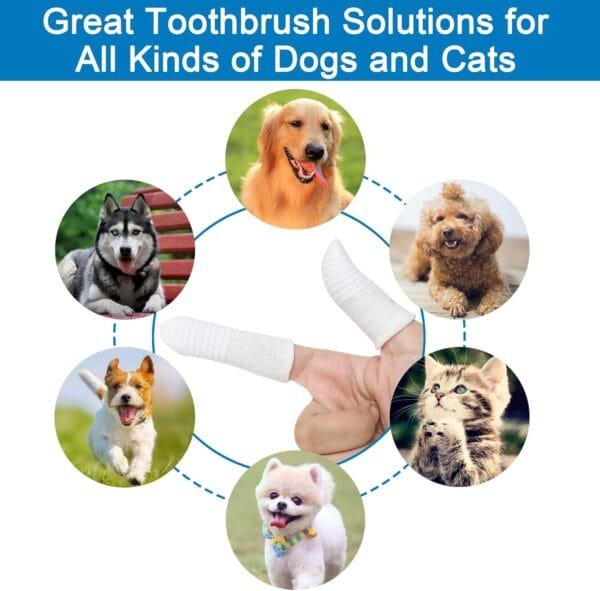 Paquete de 6 cepillos de dientes para mascotas, cepillo de dientes para perros, camas para dedos reutilizables, camas para el cuidado dental de perros de tela de punto, dedos antiplaca para perros - Image 5