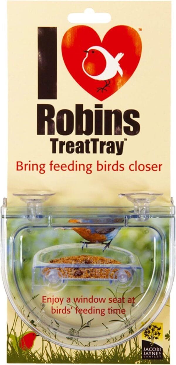 Charola de Comida para pájaros con Texto en inglés I Love Robins, se adhiere a la Ventana