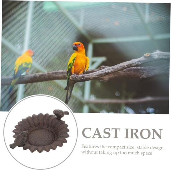 YARNOW Comedero para Pájaros De Metal con Diseño De Girasol y Doble Pájaro De Hierro Fundido Comida De Pajaro Alimentador De Jardín Al Aire Ardilla Alimenta a Los Pájaros Planchar - Image 9