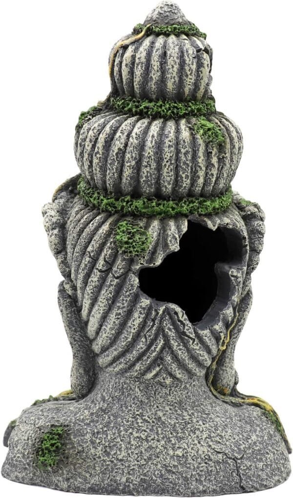 MUYIRTED Decoraciones De Pecera Grande Buda Acuario Ornamentos Cueva, Verde Musgo Planta Cubierta Piedra Decoración Escondite Pescado, 27.5x18x10cm - Image 4