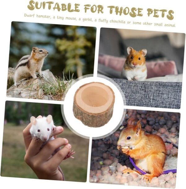 Yardwe Tazón De Comida para Hámster Ardilla De Juguete Chinchilla Conejito De Juguete Conejo Juguetes para Conejitos Accesorios para Conejos Plato Pequeño De Madera Tazón para Hámster - Image 6