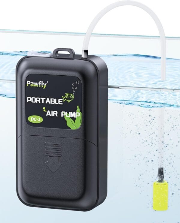 Pawfly Bomba Aire Acuario a Pilas 2.5 L/min Oxigenador Acuario a Batería Bomba Aireadora Silenciosa Portátil con Clip Trasero metálico para Pesca al Aire Libre Apagón y Transporte de Peces