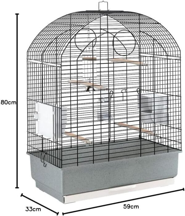 Ferplast Jaula para Pájaros, Aviario Viola Jaula Grande Pájaros, Loros, Periquitos, Pericos, Ninfas, de Metal, Todos los Accesorios Comedero Perchas 59 x 33 x h 80 cm. - Image 5