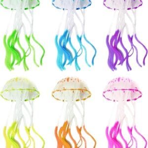 TYXHXTF 6 Piezas Medusas Artificiales, Decoracion Acuario, Medusas Brillantes, Decoraciones para Peceras, para Acuarios y Decoración del Hogar