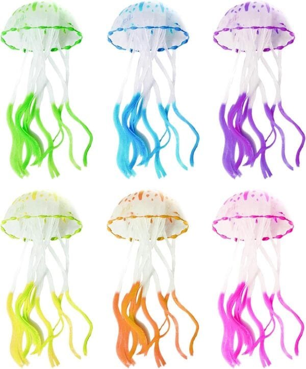 TYXHXTF 6 Piezas Medusas Artificiales, Decoracion Acuario, Medusas Brillantes, Decoraciones para Peceras, para Acuarios y Decoración del Hogar