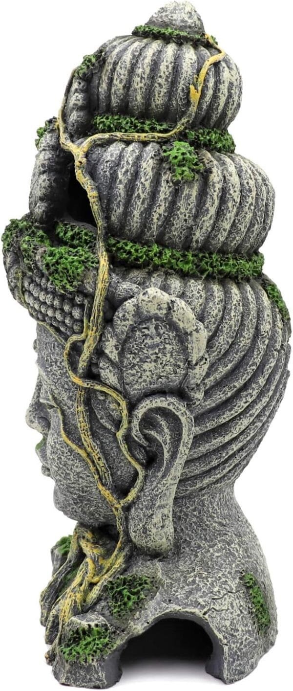 MUYIRTED Decoraciones De Pecera Grande Buda Acuario Ornamentos Cueva, Verde Musgo Planta Cubierta Piedra Decoración Escondite Pescado, 27.5x18x10cm - Image 2