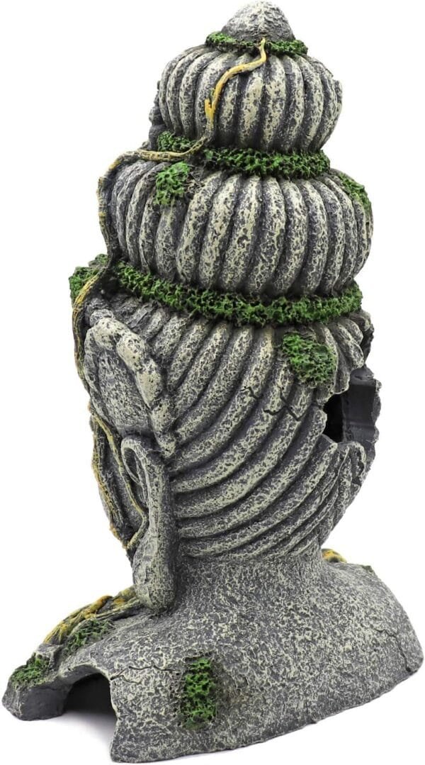 MUYIRTED Decoraciones De Pecera Grande Buda Acuario Ornamentos Cueva, Verde Musgo Planta Cubierta Piedra Decoración Escondite Pescado, 27.5x18x10cm - Image 7