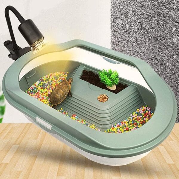 HINAYOSAN Casa de hábitat de tortugas con piscina para reptiles desmontable, 2 capas, fácil de - Image 4