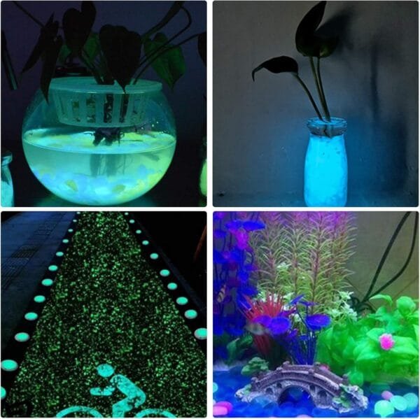Herefun Piedras Luminosas Decorativas, 300g Gravilla Piedras Luminosas Azul, Guijarros Luminosas Fluorescentes para Casa, Jardín, Acuario y Pecera (Azul) - Image 5