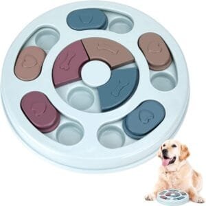 HOLEMZ Juguetes para Perros de Comida Lenta Juguete Rompecabezas para Perros Puzle Alimentador Dispensador Azul Antideslizantes para Pequeños Cachorros Gatos Premios
