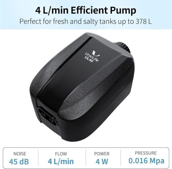 Pawfly 2 W/4 W Bomba Aire Acuario Compacta Aireador Oxigenador de Acuario Silencioso con Tubos de Aire de Piedra y Accesorios de Válvula de Retención para Cubos y Peceras - Image 2