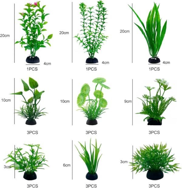 CATELL 21 Piezas Verdes Plantas Acuario De Plástico Plantas Plásticas Decoración Acuarios Plantas de Plástico de Acuario Plantas de Acuario Decoración para Acuarios y Peceras - Image 2