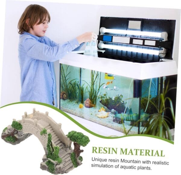 BESPORTBLE Puente decorativo para acuario, puente de reptiles, mini puente de arco, refugio de camarones, cueva de tortugas, casa de reptiles, jardines de hadas, puente, decoración de peceras, mini - Image 9