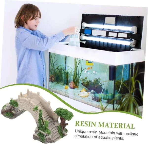 BESPORTBLE Puente decorativo para acuario, puente de reptiles, mini puente de arco, refugio de camarones, cueva de tortugas, casa de reptiles, jardines de hadas, puente, decoración de peceras, mini - Image 9
