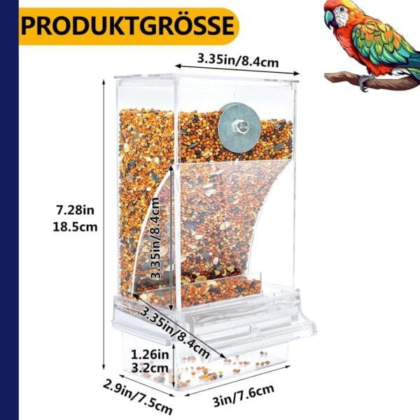 Comedero automático para pájaros, loros, comedero para pájaros, acrílico, transparente, comedero para pájaros, jaula para pájaros, accesorios para cacatúas, accesorios para periquitos, accesorios para - Image 2