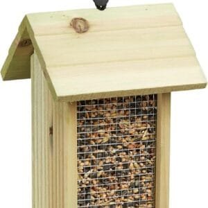 Relaxdays Comedero para Pájaros para Colgar Pequeño, Madera, Beige, 26 x 15 x 15 cm