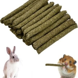 Laughhe Timothy Palos de heno Juguetes para Masticar Conejos Molar de Palo de Hierba Snacks Juguetes para Conejos, Chinchillas, Marmotas, Mejora la Salud Dental (25 PCS)