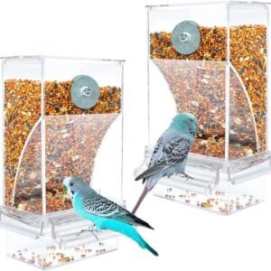 Comedero automático para pájaros, loros, comedero para pájaros, acrílico, transparente, comedero para pájaros, jaula para pájaros, accesorios para cacatúas, accesorios para periquitos, accesorios para