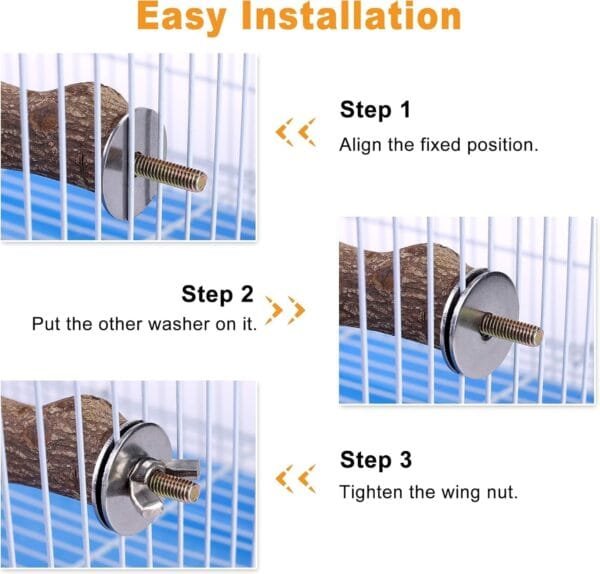 Madera Natural para Pájaros, 5 Piezas de Soporte para Percha para Pájaros, Accesorios de Jaula para Loros, Ramas de pie, Juguetes para Masticar Loros - Image 3