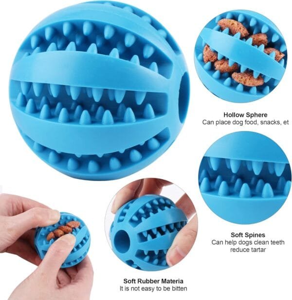2pcs Pelota de Caucho Natural para Perros, Pelota Duradera para Comedero de Perros, Juguete para Limpieza de Dientes de Perro, Pelota Perro Indestructible,Juguetes Interactivos para Perros(6 cm) - Image 3