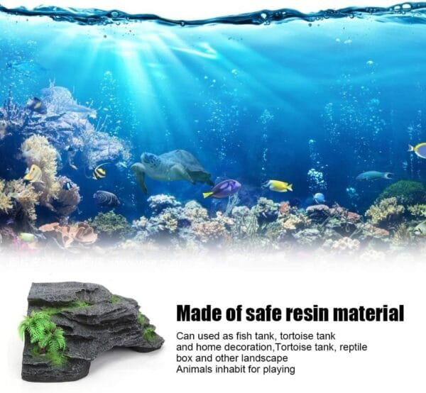 Fdit Cueva de Reptiles Tortugas de Resina Artificial Plataforma Flotante para Tomar el Sol Casa de Tortugas Isla Flotante Acuario Acuario de Piedra Decoración de Adornos - Image 5