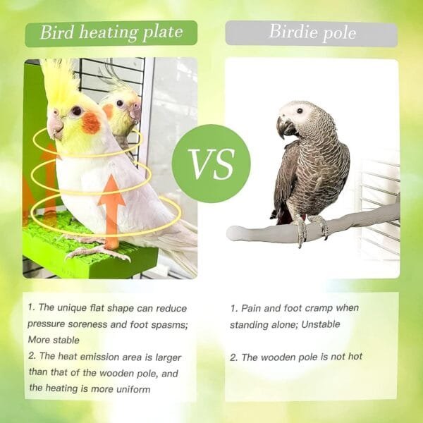 Fowybe Percha para pájaros con calefacción - Calentador termostático para 5 W para Jaula,Percha termostática Resistente a mordeduras para pájaros, Accesorios Jaula para Loros, hámster - Image 5