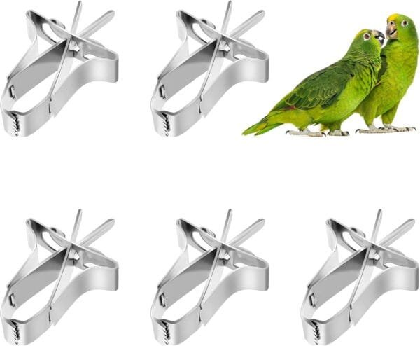 5pcs Comedero para Pajaros Clip de Alimentación para Loros Aves Comida Titular Abrazadera Accesorios Jaula de Pájaros Clip de Comida para Loros Canarios Periquitos