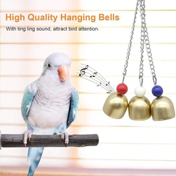 Juguetes Agapornis, 7 Piezas Juguetes para Agapornis, Juguetes para Pájaros con Campanas, Escalera de Madera, Columpios, Accesorios de Juguetes para Periquitos Loros Cockatiels Agapornis Periquitos - Image 6