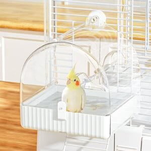 BUCATSTATE Casa de baños para jaula de pájaros, 3 en 1 multifunción colgante bañera/cuenco/casa bebedero para pájaros, cuenco para jaula, accesorio adecuado para inseparables, periquitos