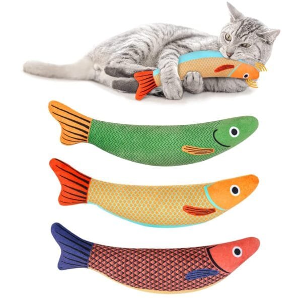 Aibuddy Juguete de hierba gatera, 3 juguetes masticables para gatos, juguetes de hierba gatera resistentes a las mordeduras con campana en el interior, juguete interactivo de peluche para dentición