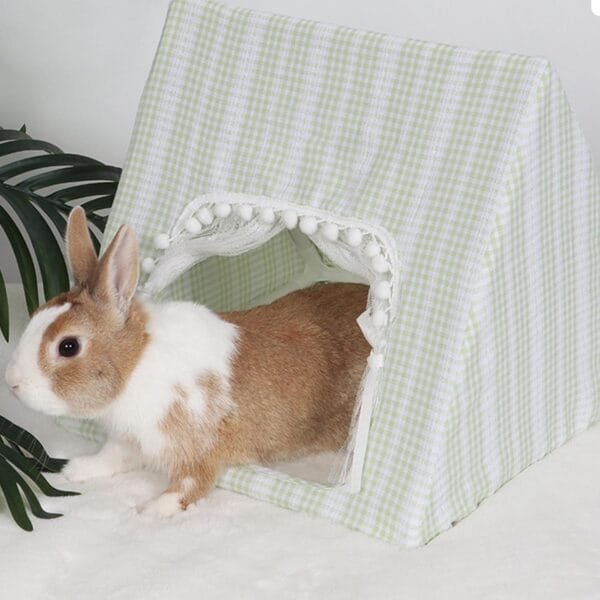 Bunny Teepee | Escondite triangular de conejo suave - Elegante escondite triangular lavable para conejos, accesorios de jaula de animales pequeños para dormir y relajarse - Image 2