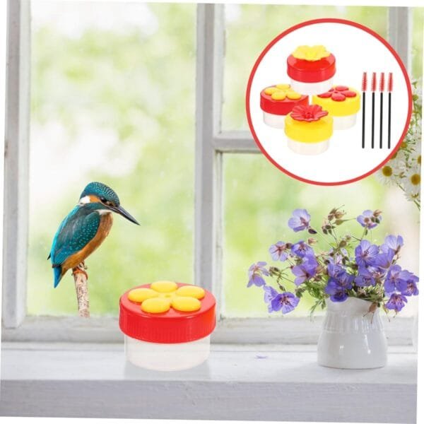 DIKACA 1 Juego Comedero para Pájaros De Flores Comederos De Anillo De Colibrí Contenedor De Comida para Pájaros Comedero para Pájaros De Jardín Dispensador Paloma El Plastico - Image 7