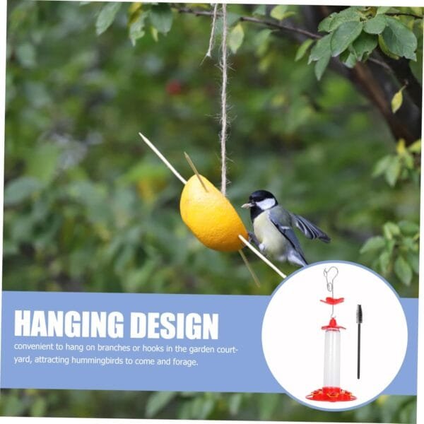 Yardwe Comedero para Colibríes Plato De Comida para Pájaros Comedero para Jaula De Pájaros Comedero De Agua para Colibríes Comederos Colgantes para Pájaros Colibrí Agua Planchar Rojo - Image 4