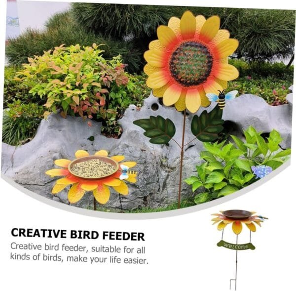 Yardwe Comedero para Pájaros De Girasol Comedero Decorativo para Pájaros Contenedor De Comida para Pájaros De Jardín Comederos para Pájaros Decoración Alimentar Envase Hierro Forjado - Image 2