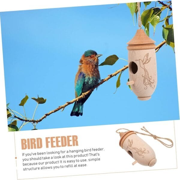 AOKWAWALIY comedero para pájaros colibrí comederos para pájaros comedero Colgante comedero para pájaros al Aire Mascota Comida de Pajaro Bandeja de alimentación Aves envase Madera - Image 2