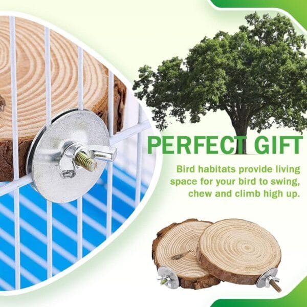 SRJE 4 perchas de madera natural para pájaros, para pájaros, madera natural, ramitas de madera, soporte para pájaros, jaula de pájaros, jaula para pájaros, accesorios para pájaros y pinzones, Marrón - Image 3
