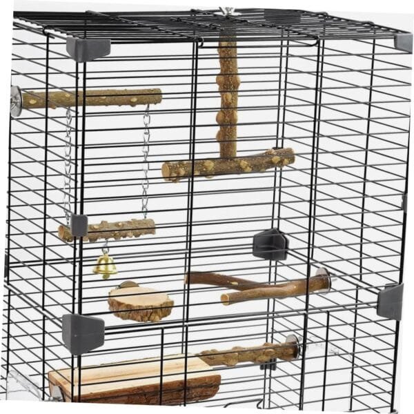 SEWOART Jaula para pájaros de madera, juguete para masticar para loros, columpio de pájaros, perchas para jaulas de pájaros, accesorios para juguetes, soporte para pájaros, perca tosu - Image 7