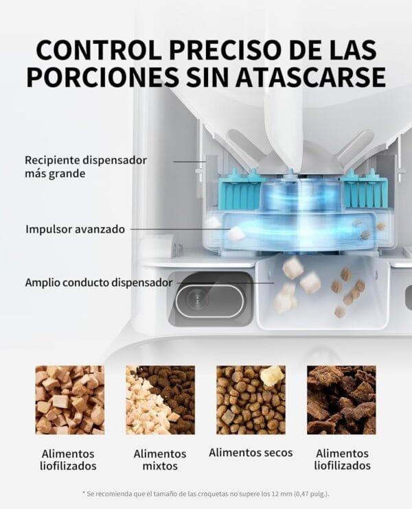 PETKIT Comedero Gato Automatico con Cámara, Doble Tolva 5L Dispensador Comida Gatos/Perros, 1080P HD, Función AI, Audio Bidireccional, 2.4G WiFi, App Control, Cuenco de Acero Inoxidable - Image 8