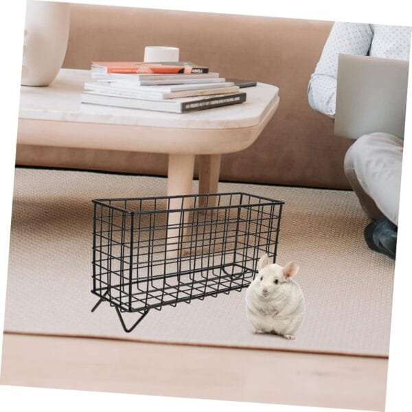 Bastidor de heno para conejitos conejo hay rack Bunny alimentador metal marco guinea cerdo hay metal hierro forjado negro cesta conejo hay guinea cerdo alimentador de heno para conejo - Image 3