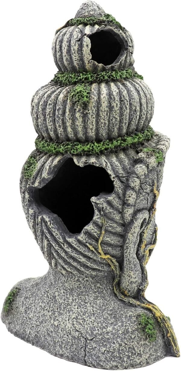 MUYIRTED Decoraciones De Pecera Grande Buda Acuario Ornamentos Cueva, Verde Musgo Planta Cubierta Piedra Decoración Escondite Pescado, 27.5x18x10cm - Image 3