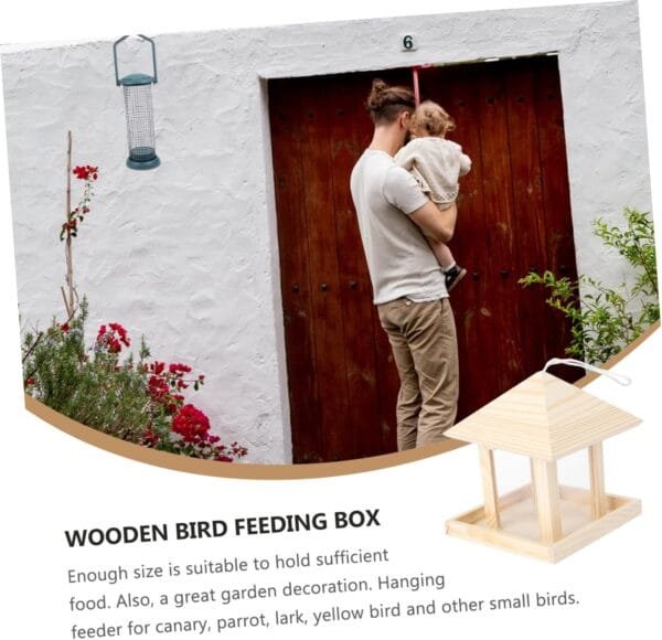 Yardwe 1 Pc comedero para pájaros de Madera comederos comedero para pájaros al Aire Libre comedero pajaros Bird Feeder contenedores para Comida bandejas Soporte para Comida de pájaros - Image 5