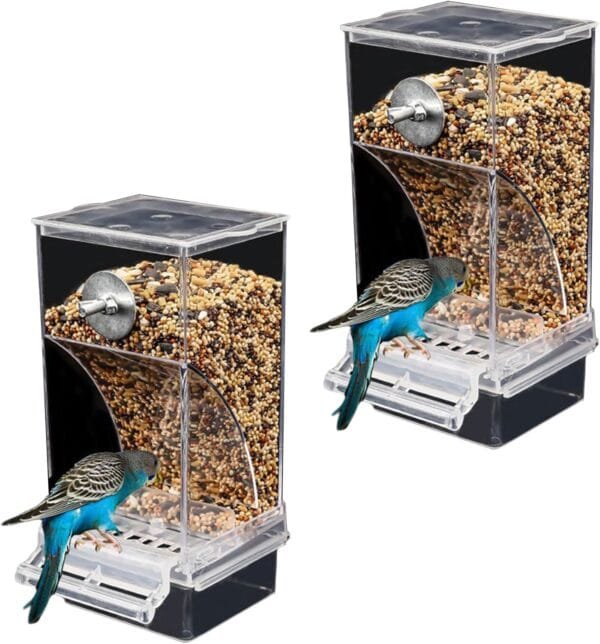 Pjeghbvop Comederos colgantes para pájaros para jaula, contenedor automático de alimentos con para periquitos, cacatúas, conure, comida para pájaros para jaula exterior - Image 4