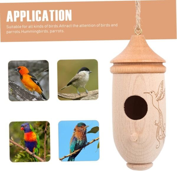 AOKWAWALIY comedero para pájaros colibrí comederos para pájaros comedero Colgante comedero para pájaros al Aire Mascota Comida de Pajaro Bandeja de alimentación Aves envase Madera - Image 5