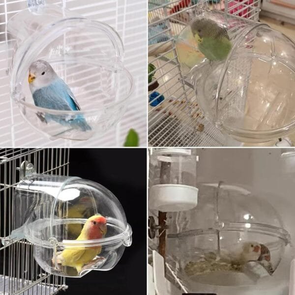 Taicols Accesorio de jaula de pájaros,Bañera para pájaros,Bañera para pajares,para jaula,Caja de ducha transparente para loro,Bañera para jaula y loro - Image 7