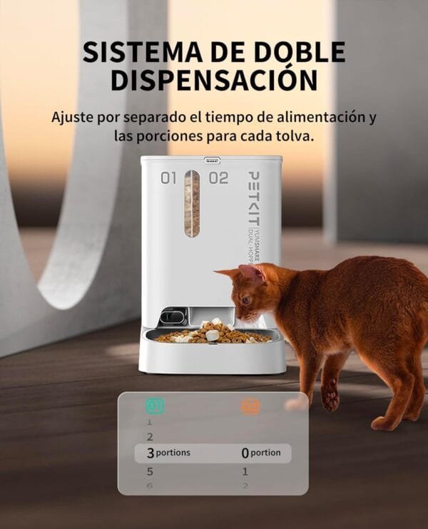 PETKIT Comedero Gato Automatico con Cámara, Doble Tolva 5L Dispensador Comida Gatos/Perros, 1080P HD, Función AI, Audio Bidireccional, 2.4G WiFi, App Control, Cuenco de Acero Inoxidable - Image 5
