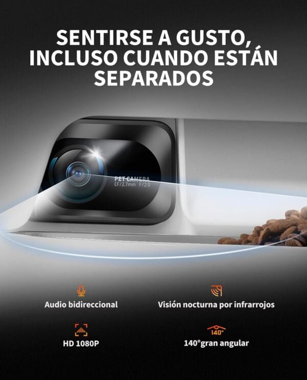 PETKIT Comedero Gato Automatico con Cámara, Doble Tolva 5L Dispensador Comida Gatos/Perros, 1080P HD, Función AI, Audio Bidireccional, 2.4G WiFi, App Control, Cuenco de Acero Inoxidable - Image 3