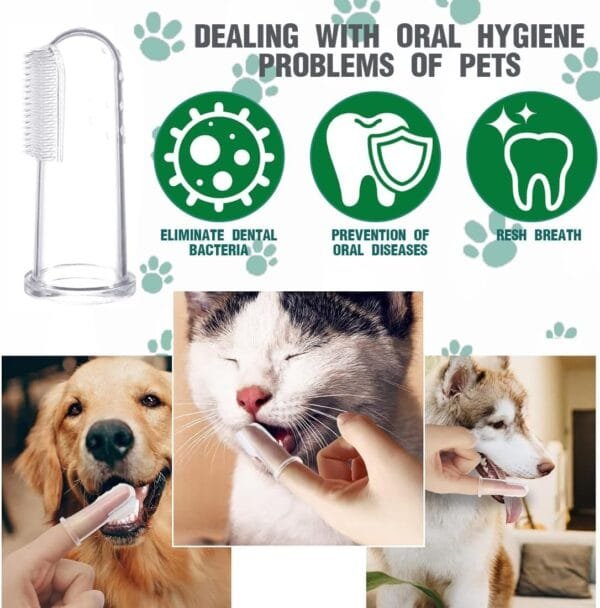 4 Piezas Cepillos de Dientes para Perros, Cepillo de Dientes de Silicona para Mascotas, Cepillo de Dientes de Mango Largo de Cabezal Múltiple, para el Cuidado Dental de Perros y Gatos Pequeños - Image 3