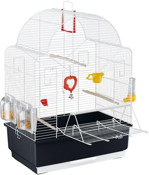 Ferplast Jaula para Pájaros Ibiza Open Jaula Pájaros, Canarios, Periquitos, Cotorras, Agapornis, de Metal, Todos los Accesorios Comedero Perchas 49.5 x 30 x h 69 cm.